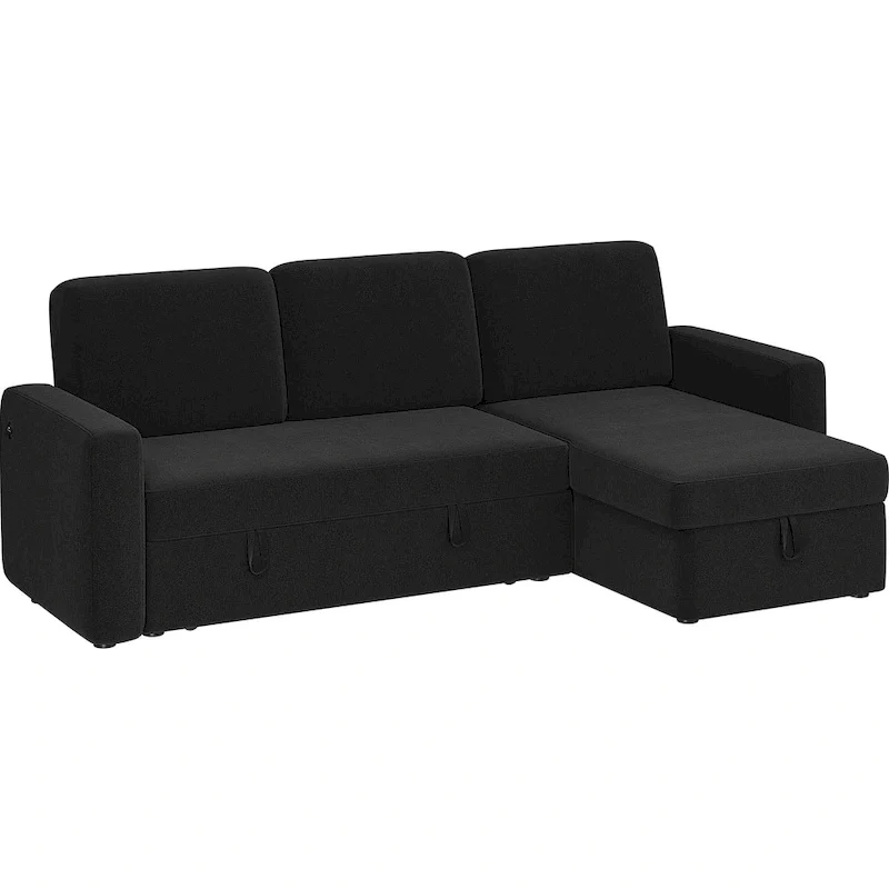L-Shaped Reversible Sectional Sofa with Pull Out Bed & Storage - 83x 57.5x33