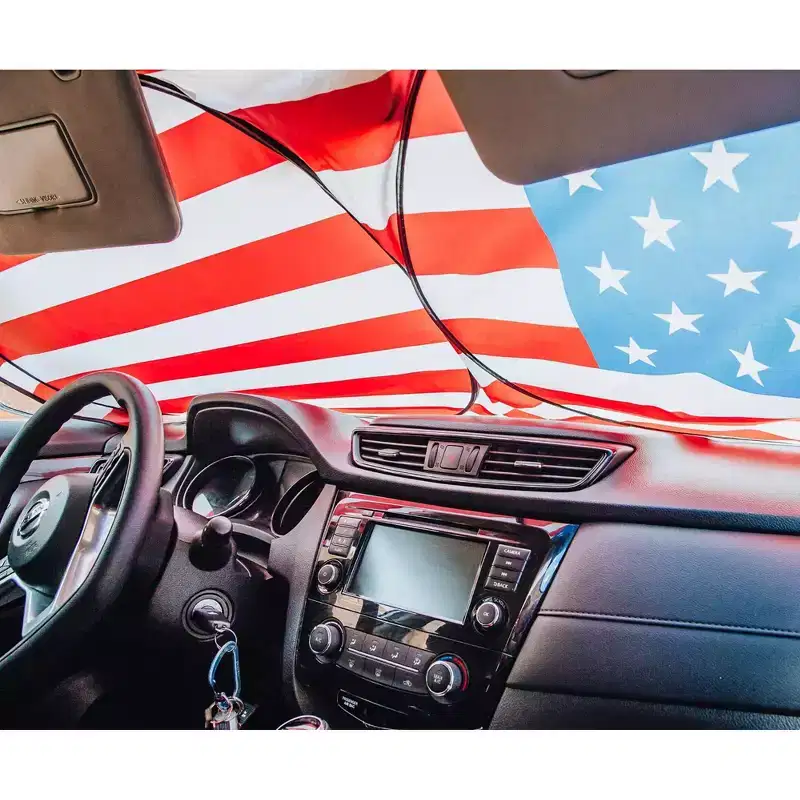 Surreal Entertainment American Flag Sunshade for Car Windshield | 64 x 32 Inches