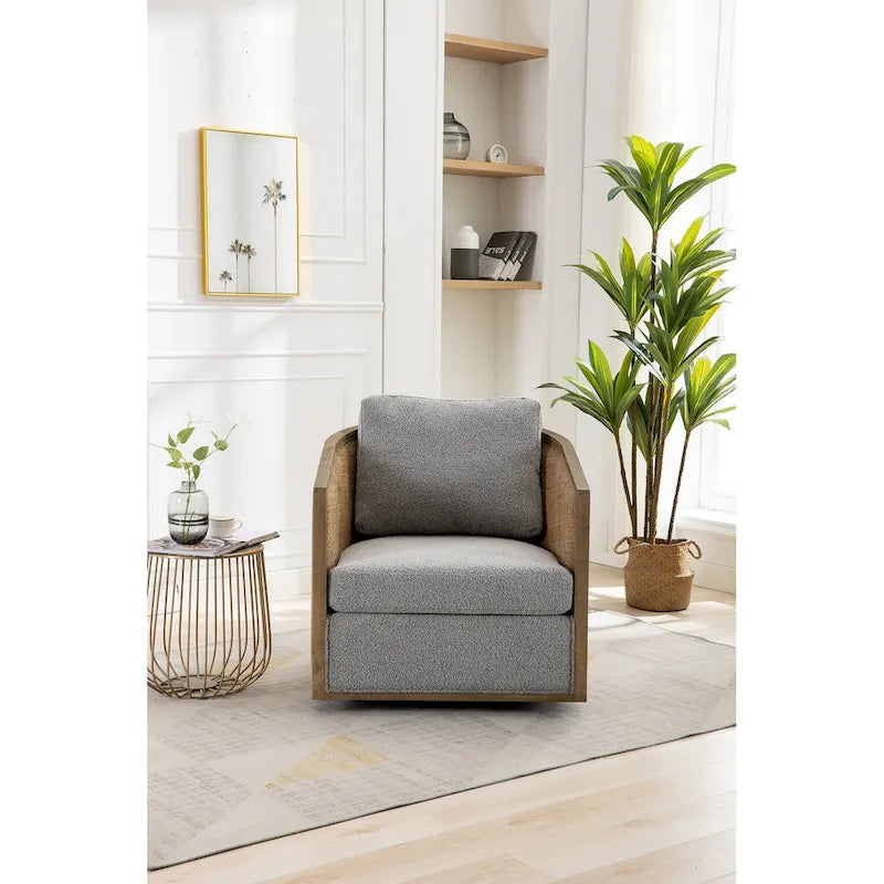Swivel Barrel Chair, Comfy Round Accent Sofa Chair for Living Room, 360 Degree Swivel Barrel Club Chair, Leisure Arm Chair