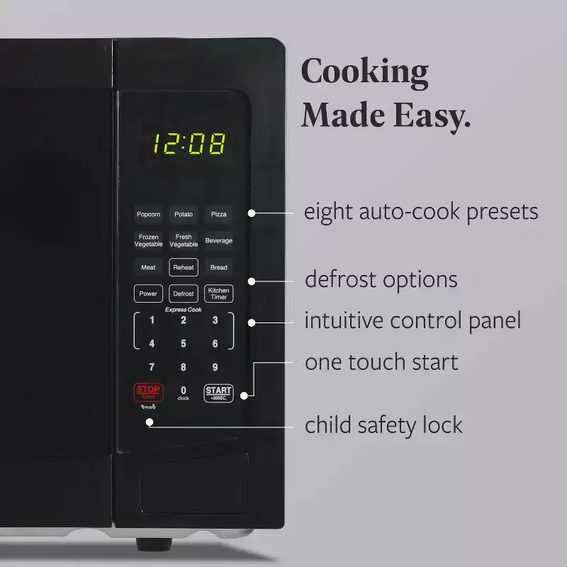 Farberware 1.1 Cu. Ft. Countertop Microwave Oven  1000W Power, Auto Cook Settings, Defrost, and Safety Lock