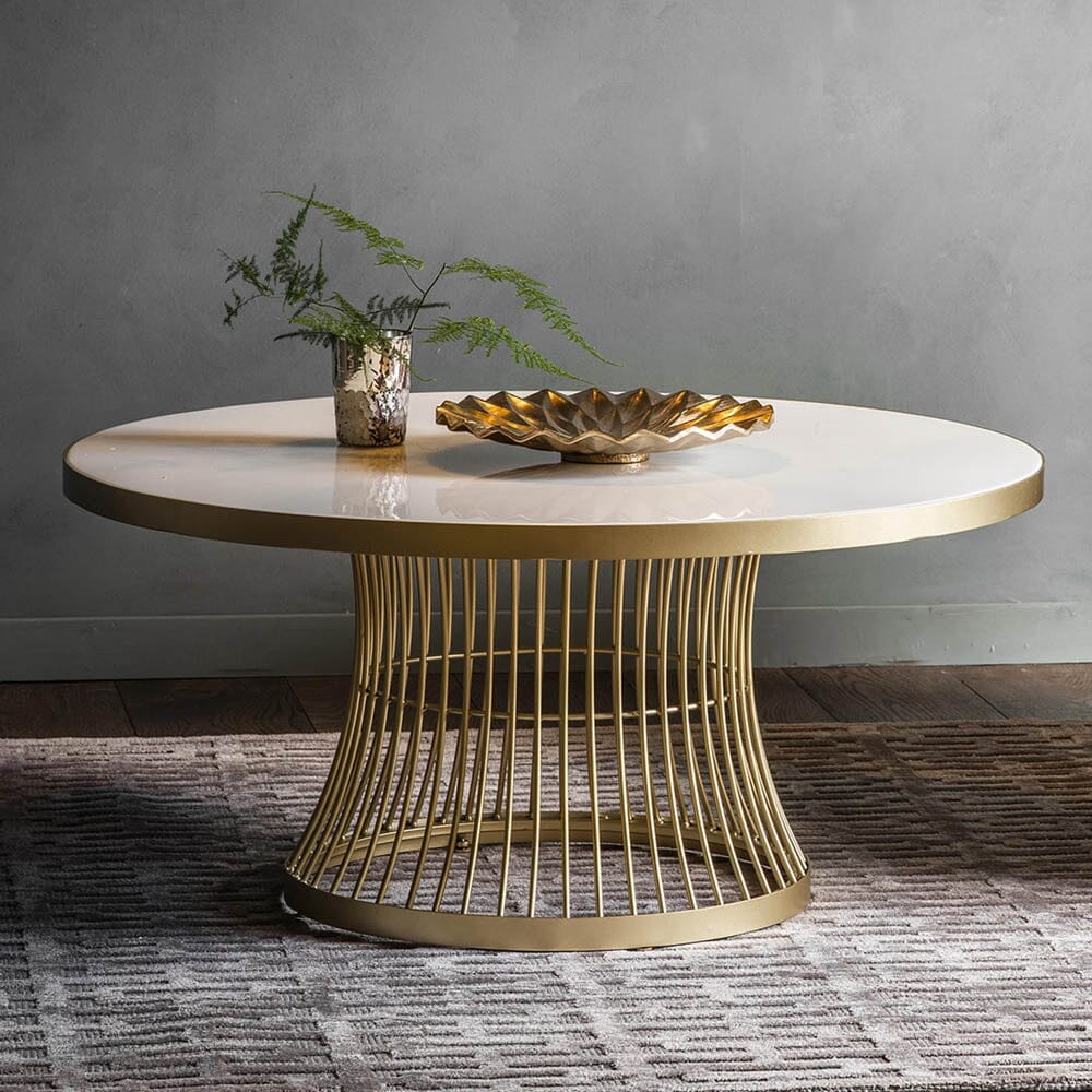 Champagne & White Round Coffee Table