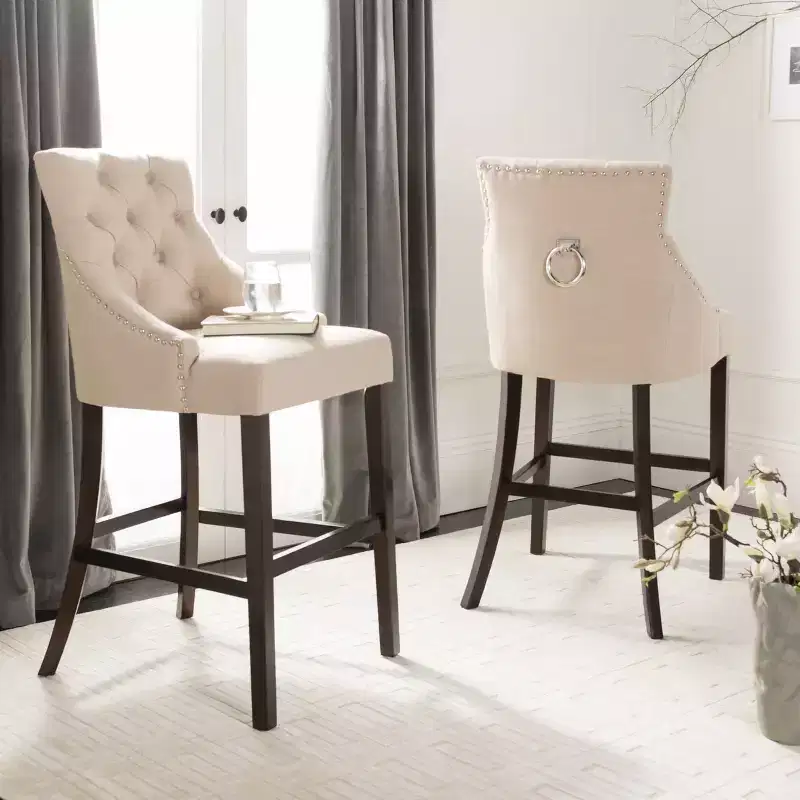 Tufted Wing Back Bar Stool