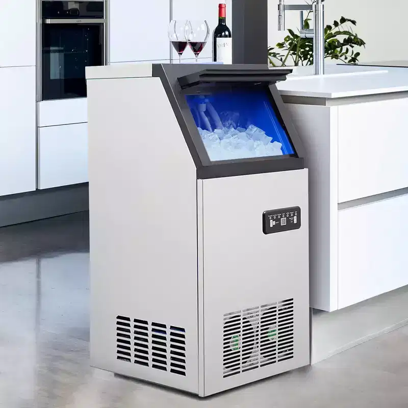 Counter Commercial Freestanding Ice Maker Machine with 24LBS Storage Bin, Ice Trays and Scoop, 12-15min Quick Ice Dispensing