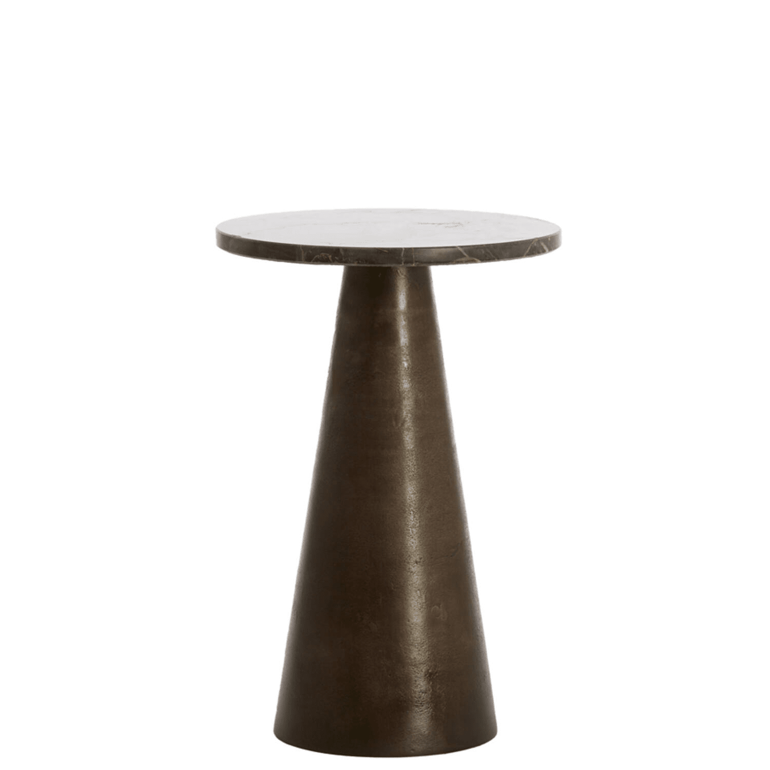 Large Bronze & Dark Marble Round Side Table