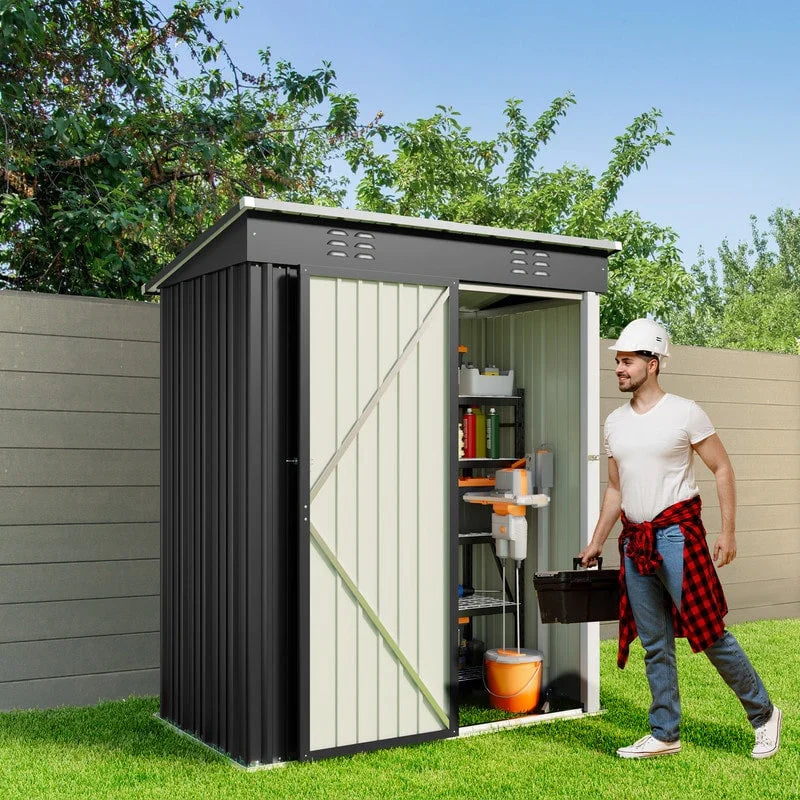 Outdoor Storage Metal Shed Garden Tool Shed with Lockable Door for Patio Furniture and Tools