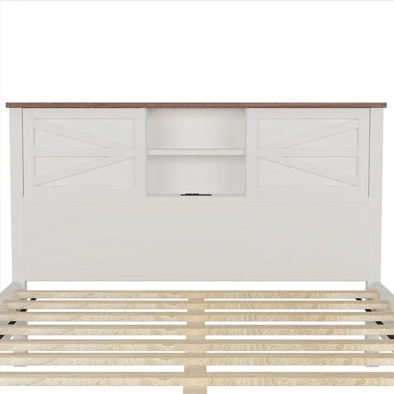 Bedroom Sets Full Size Platform Bed with Charging Station,Nightstand,Dresser(Set of 3)