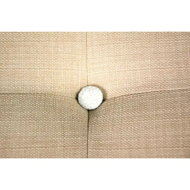 Button Tufted Upholstered Square Ottoman | Blue | Modern Accent Footrest