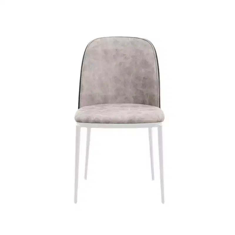 LeisureMod Tule Modern Dining Chair Set of 4 with PU Leather, Velvet, or Suede Seat and White Steel Frame  Kitchen, Dining Room, Home, Cafe, Seating