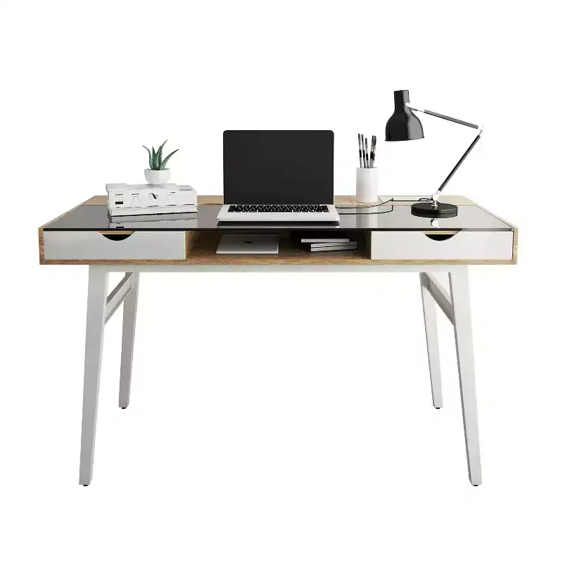Compact Computer Desk with Multiple Storage Walnut, Modern Office Furniture with Cable Management