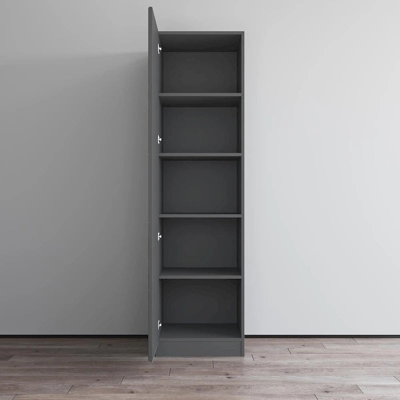 Wardrobe Armoire – Black / Grey / White, Glass Front, Matte Body, Contemporary Style