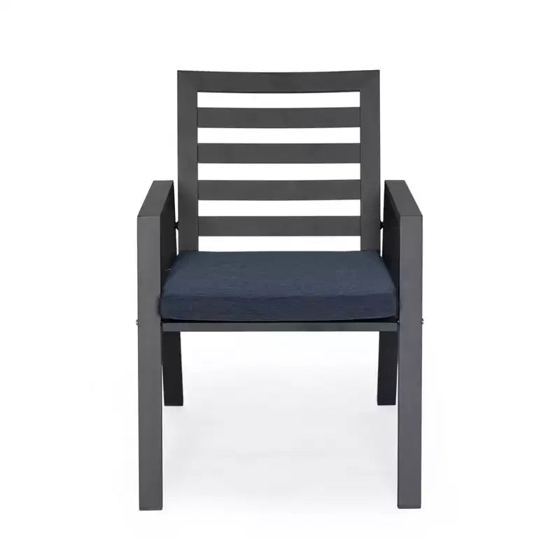 LeisureMod Chelsea 5-Piece Patio Dining Set, 48 Round Aluminum Dining Table and 4 Dining Armchair