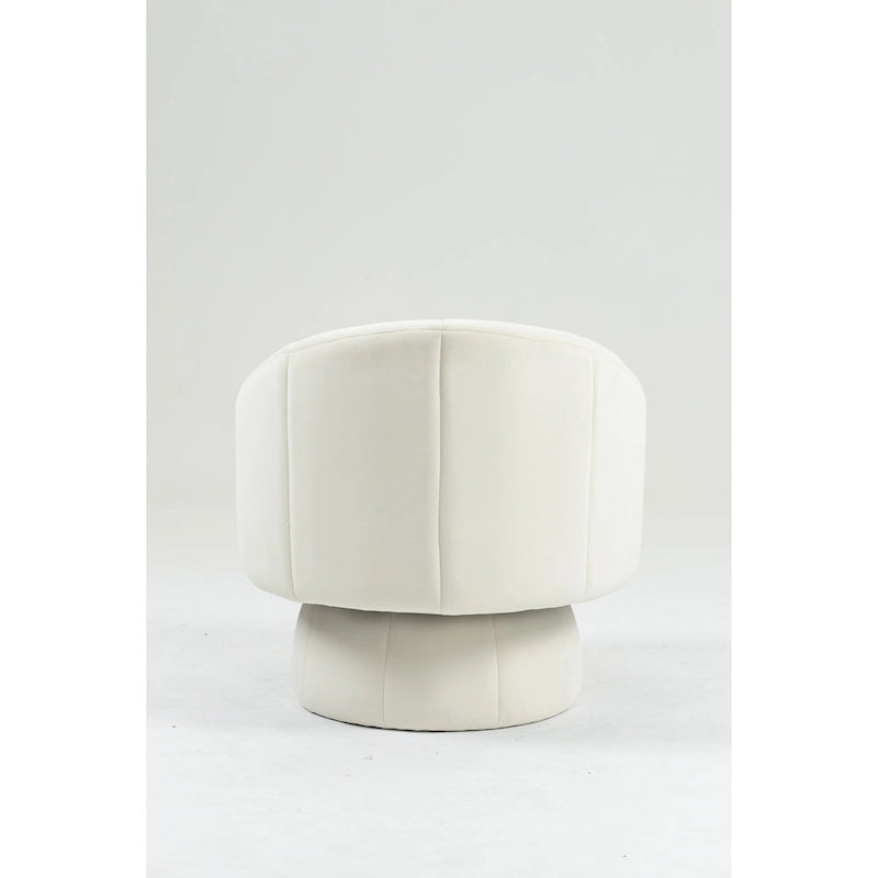 360° Swivel Accent Chair – Dark Yellow / Purple / Beige, Velvet, Wood Frame, Seats 1