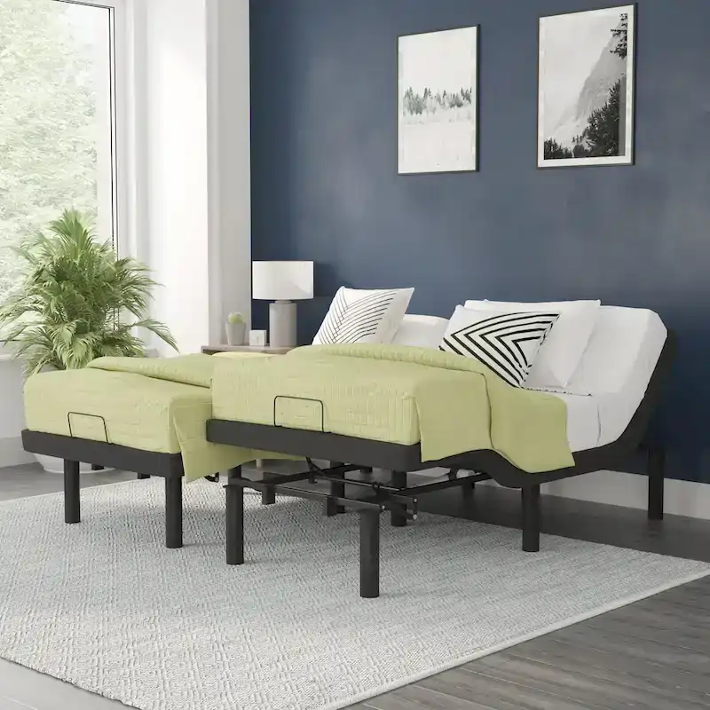 Anti-skid Upholstered Adjustable Bed Base with Wireless Remote