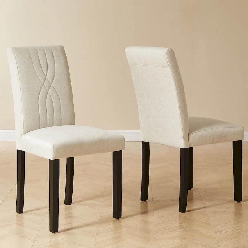 VECELO Upholstered Dining Chairs Set of 6 Modern Fabric and High Back & Solid Wood Legs, Parson Dining Chairs (Set of 6)
