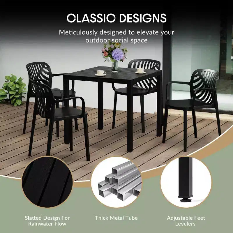 WestinTrends Playa 5-Piece Outdoor Square Dining Table Patio Set with Stackable Patio Dining Chairs
