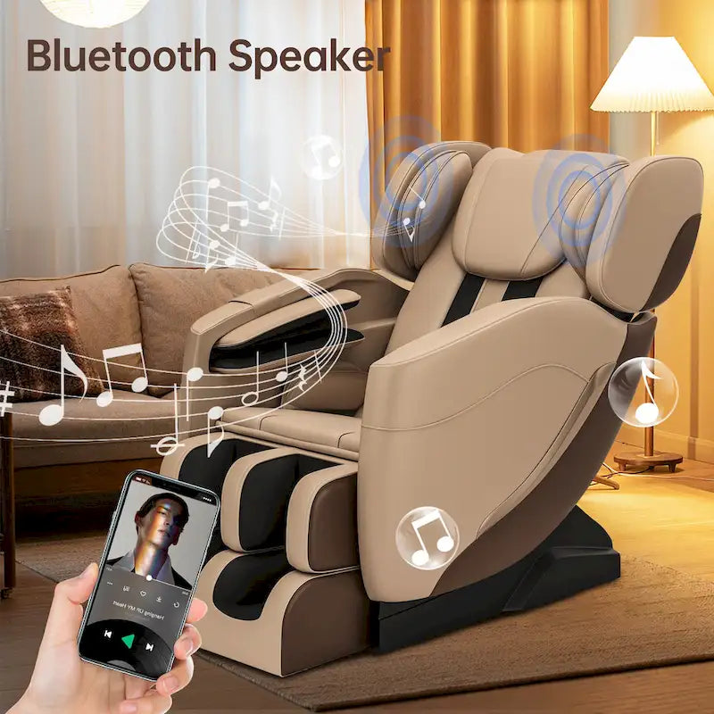 Full Body Massage Chair with Zero Gravity, Bluetooth Speaker & Foot Roller
