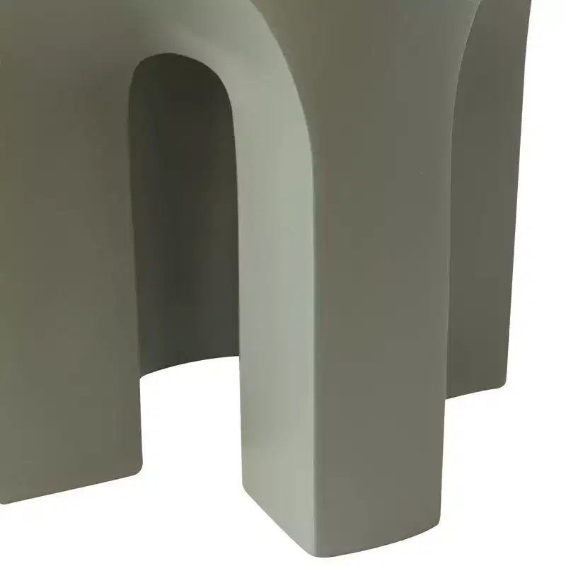 LeisureMod Crus 18 Sculptural Fiberstone End Table - Round Vaulted Base Side Table