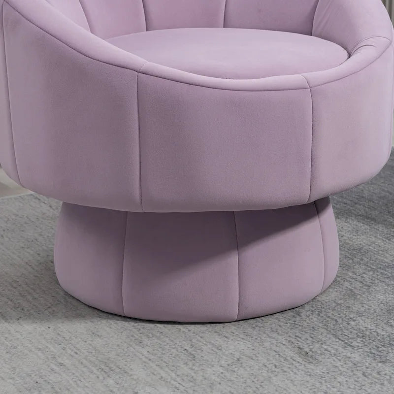 360° Swivel Accent Chair – Dark Yellow / Purple / Beige, Velvet, Wood Frame, Seats 1