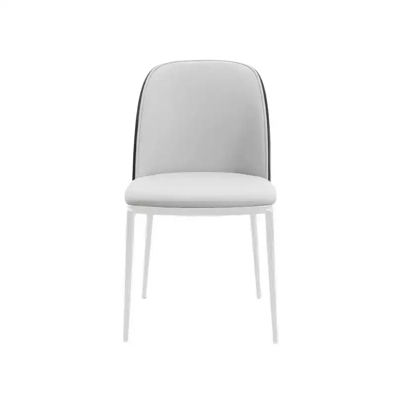 LeisureMod Tule Modern Dining Chair Set of 4 with PU Leather, Velvet, or Suede Seat and White Steel Frame  Kitchen, Dining Room, Home, Cafe, Seating
