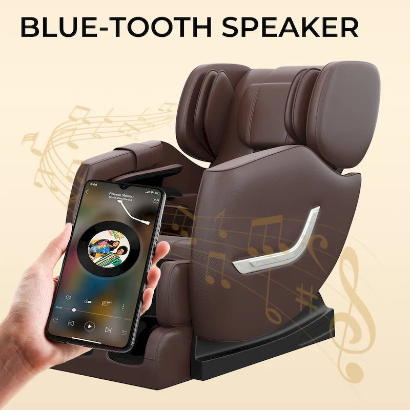 Full Body Massage Chair with Zero Gravity, Bluetooth Speaker & Foot Roller