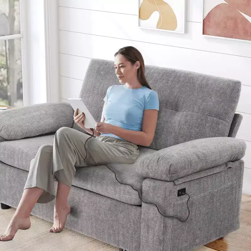 Dyonery 3-in-1 Convertible Sofa Bed, Pull Out Sleeper Sofa with Adjustable Backrest