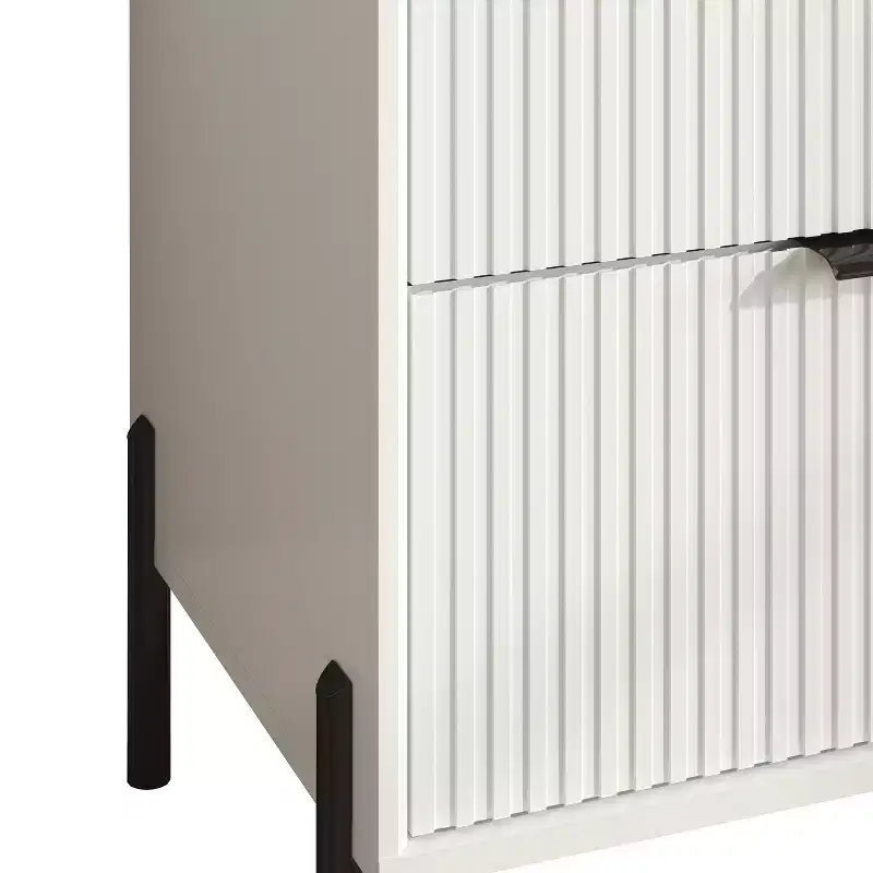 6 Drawer Dresser with Gold Legs Modern Ribbed Design for Bedroom