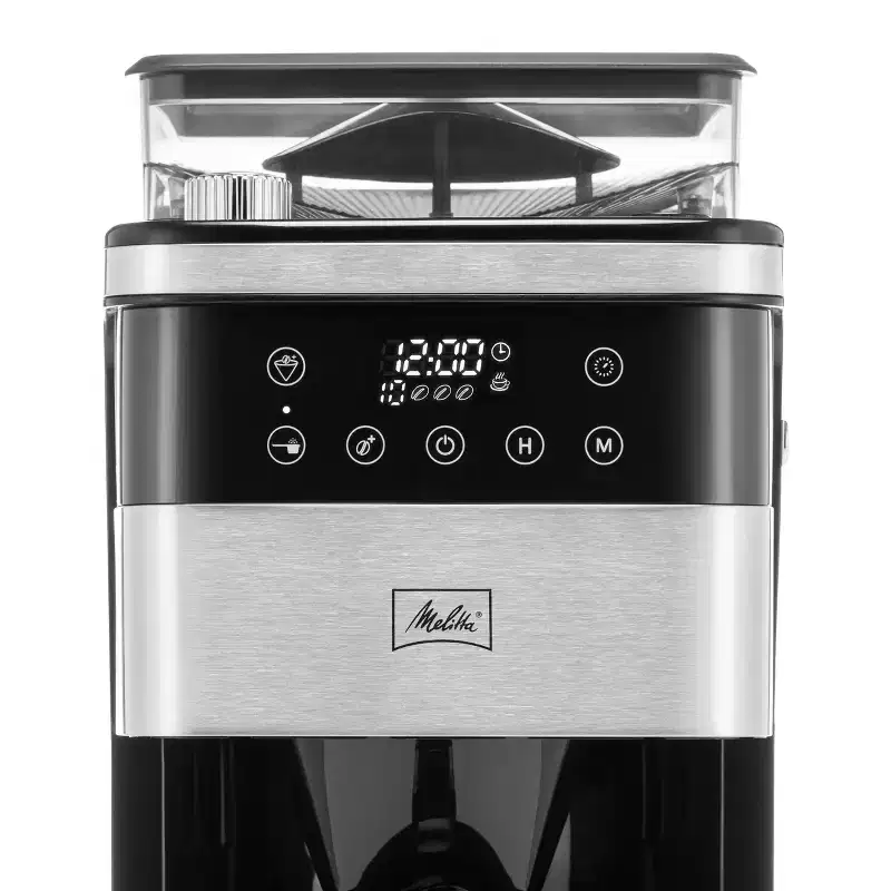 Melitta Aroma Fresh Plus 10c Drip Coffeemaker with Coffee Grinder: Stainless Steel, Digital Display, Automatic Shut-Off