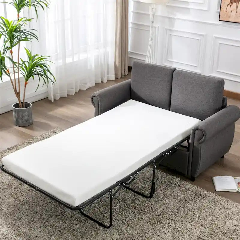 Merax Pull Out Sofa Bed Loveseat Sleeper with Twin Size Memory Mattress