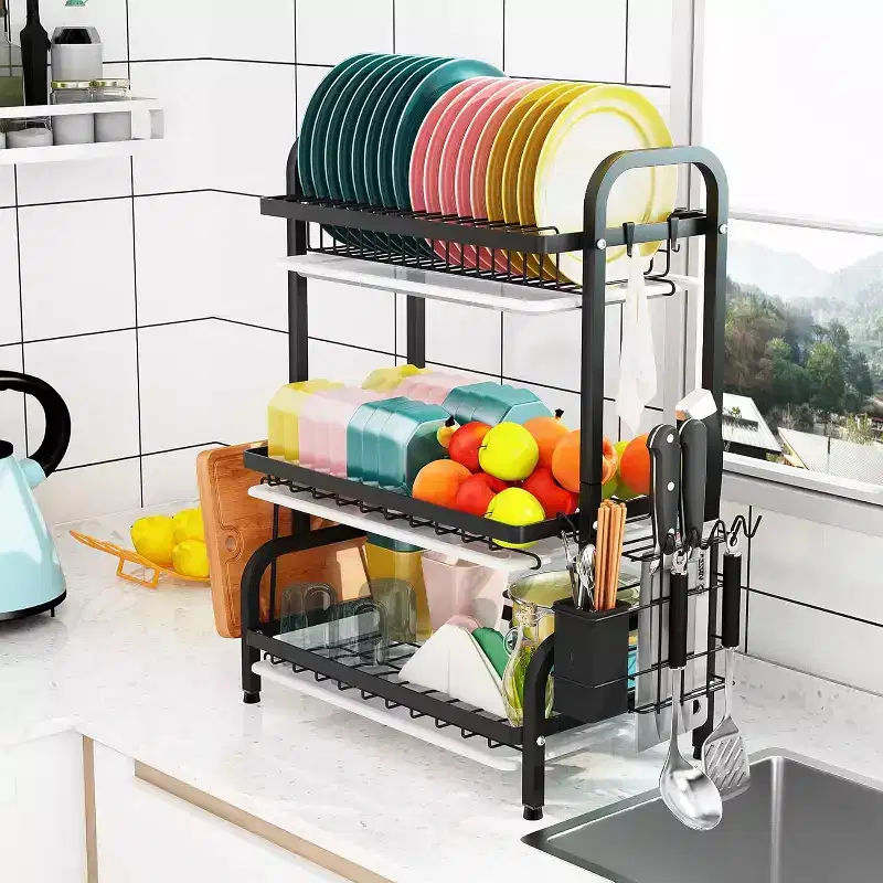 3-Tier Drying Rack for Kitchen Counter Storage