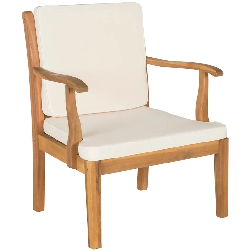 SAFAVIEH Outdoor Living Del Mar Brown Acacia Wood 4-piece Beige Cushion Patio Set - 48W x 25D x 32H