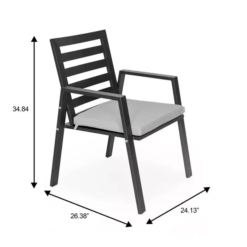 LeisureMod Chelsea 5-Piece Patio Dining Set, 48 Round Aluminum Dining Table and 4 Dining Armchair