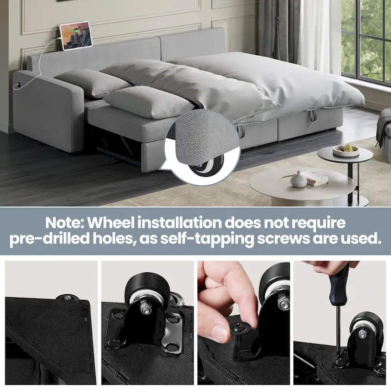 L-Shaped Reversible Sectional Sofa with Pull Out Bed & Storage - 83x 57.5x33