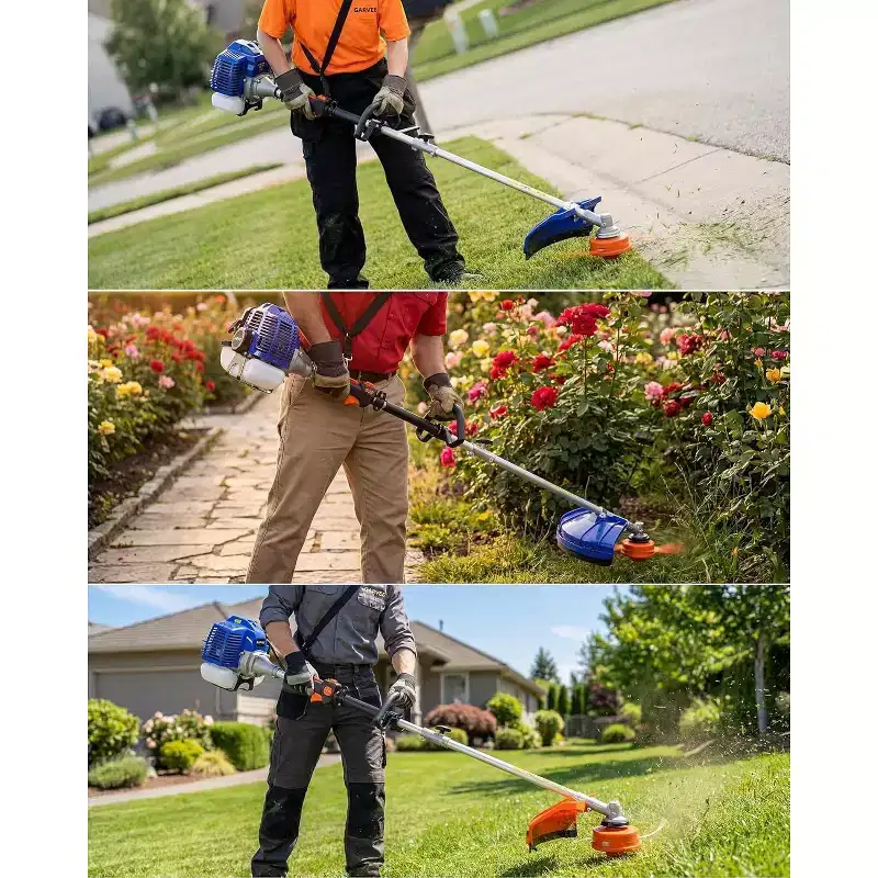 52cc Gas Powered 3-in-1 Weed Wacker / String Trimmer, Grass Cutter & Brush Cutter, with Handle & Shoulder Strap for Lawn Care & Garden, Orange