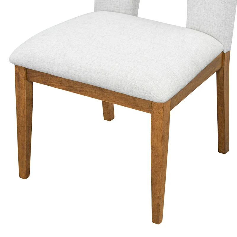 Modern Style Extendable Round Dining Table with Removable Leaf and Upholstered Dining Chairs