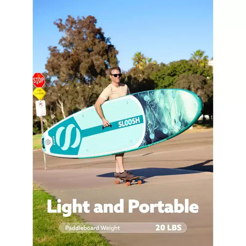 SLOOSH 126'' Ripple Inflatable Stand Up Paddle Board SUP with Premium Accessories, Non-Slip EVA Deck, Bag Included for Youth & Adults Water Adventure