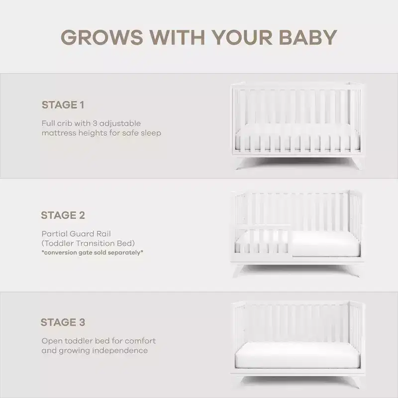 Comfy Cubs Baby Crib for 0 to 3 Years - Adjustable Mattress Height - 80 lbs Capacity Nursery Bed