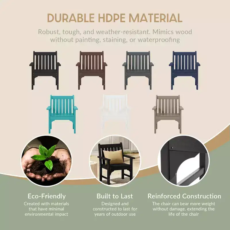 WestinTrends Malibu Outdoor Patio 3-Piece HDPE Adirondack Garden Chairs with Square Adirondack Side Table Set