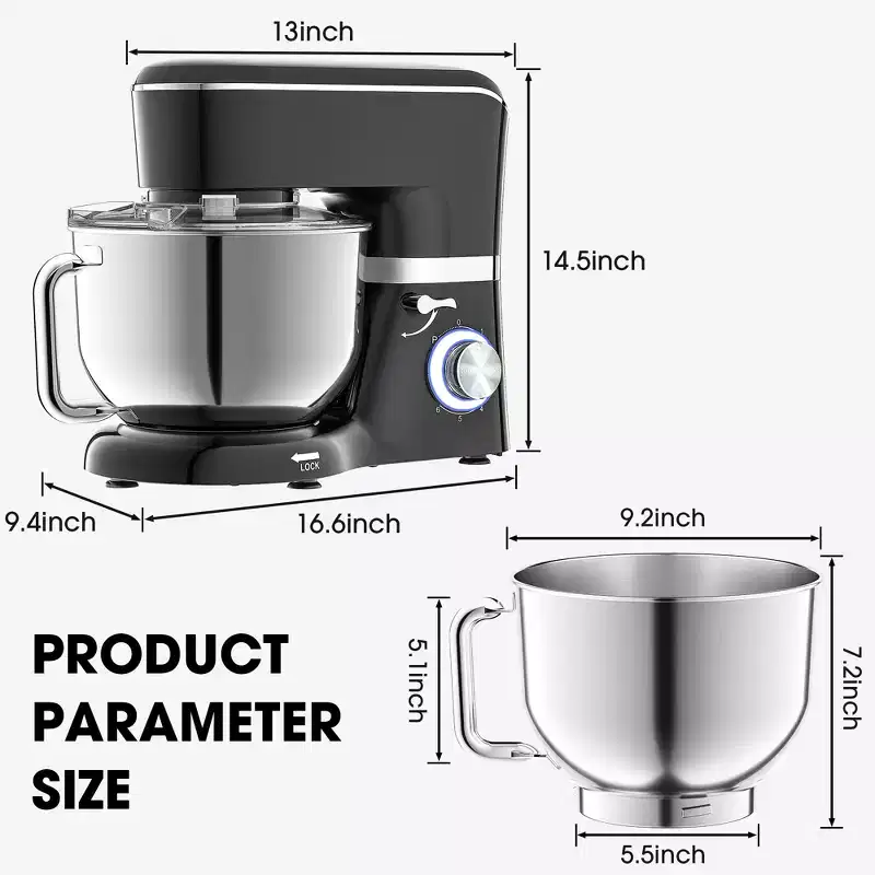 SUGIFT 7.5 QT Electric Kitchen Mixer with 6 Speeds & Pulse, Stainless Steel Bowl for Baking, Cooking & Dough Kneading