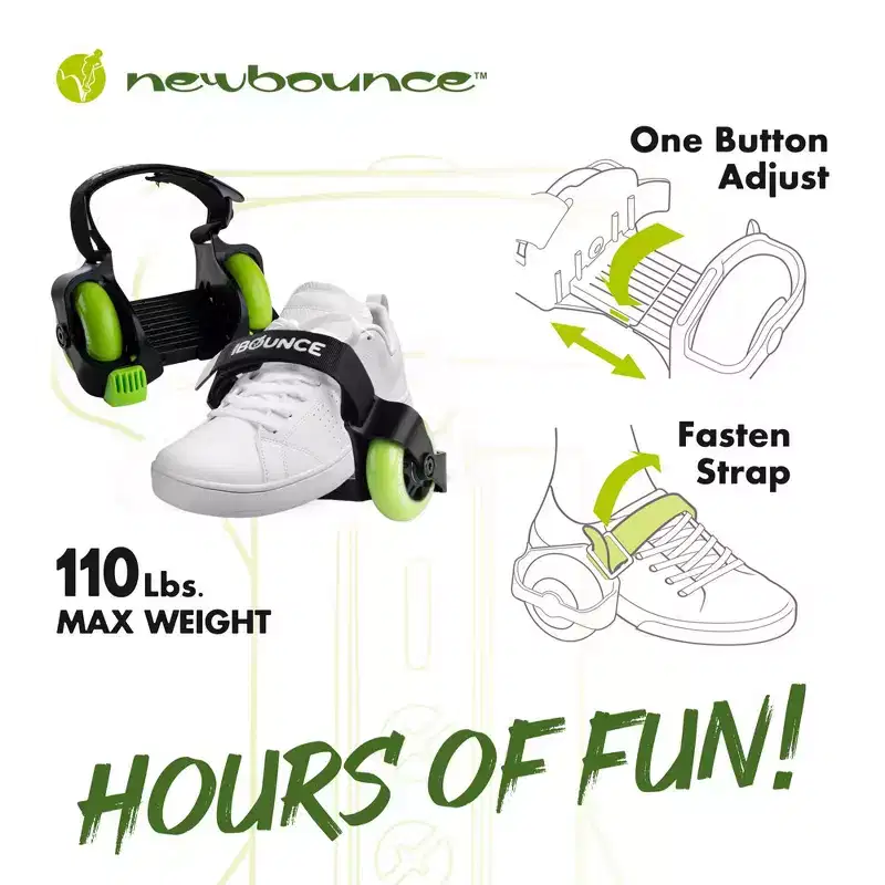 New Bounce Heel Wheel Skates - Jet Wheelies for Shoes - Adjustable One Size