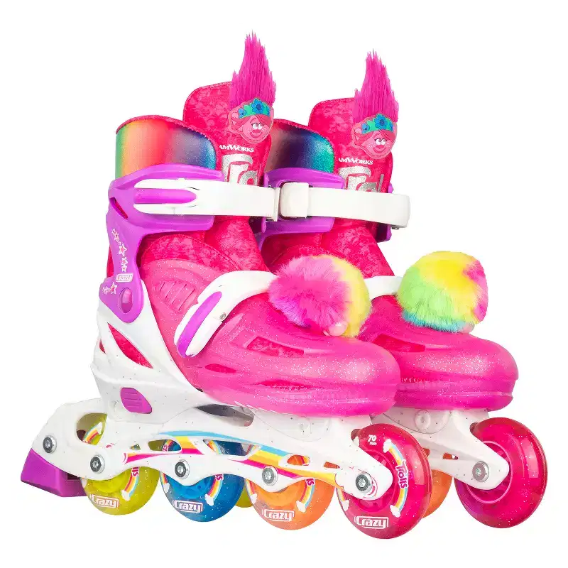 Crazy Skates Trolls Size Adjustable Inline Skates - Featuring Poppy From The Trolls Move