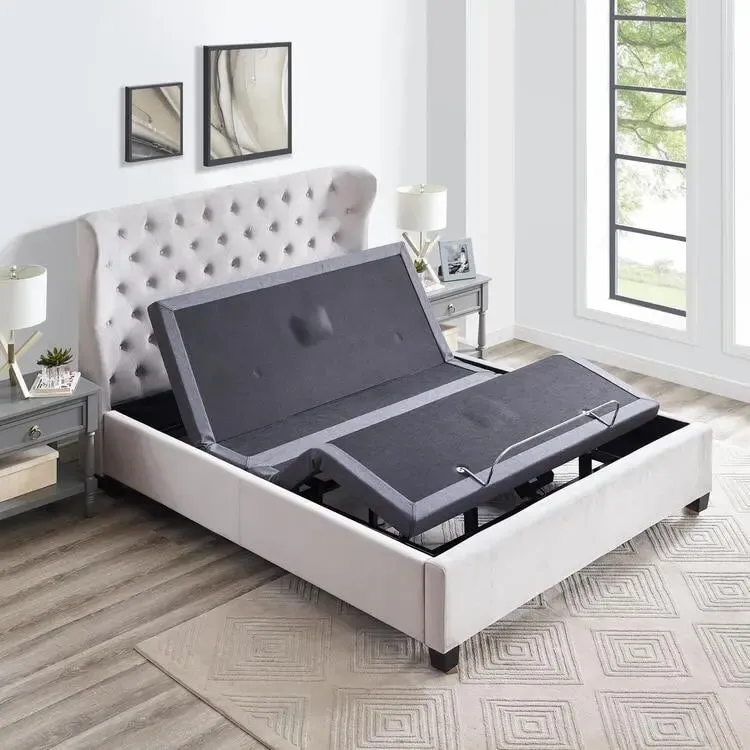 Adjustable Electric Bed Frame Base, 3-Speed Head & Foot Massage, Wireless Remote, USB Ports