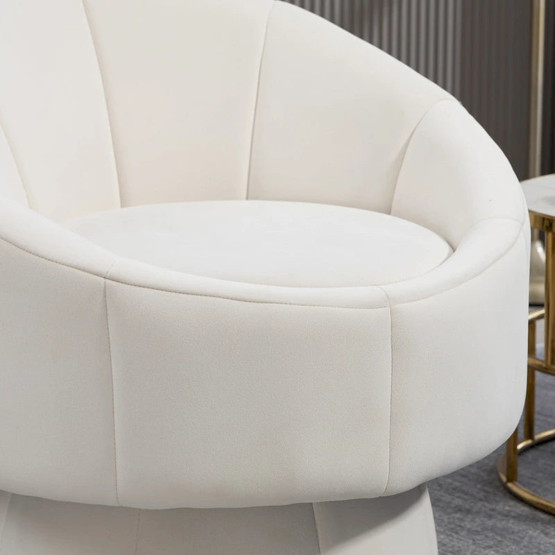 360° Swivel Accent Chair – Dark Yellow / Purple / Beige, Velvet, Wood Frame, Seats 1