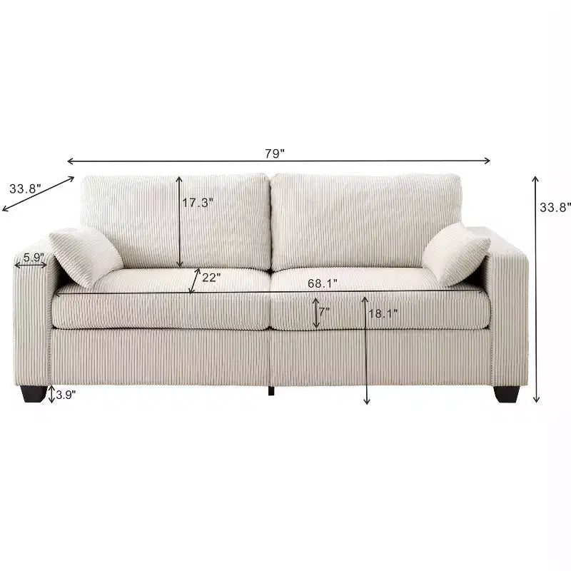 Modern Fabric Upholstered Loveseat with Removable Covers
