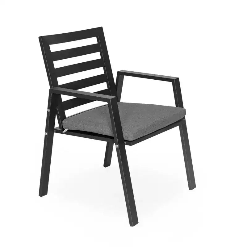 LeisureMod Chelsea 5-Piece Patio Dining Set, 48 Round Aluminum Dining Table and 4 Dining Armchair