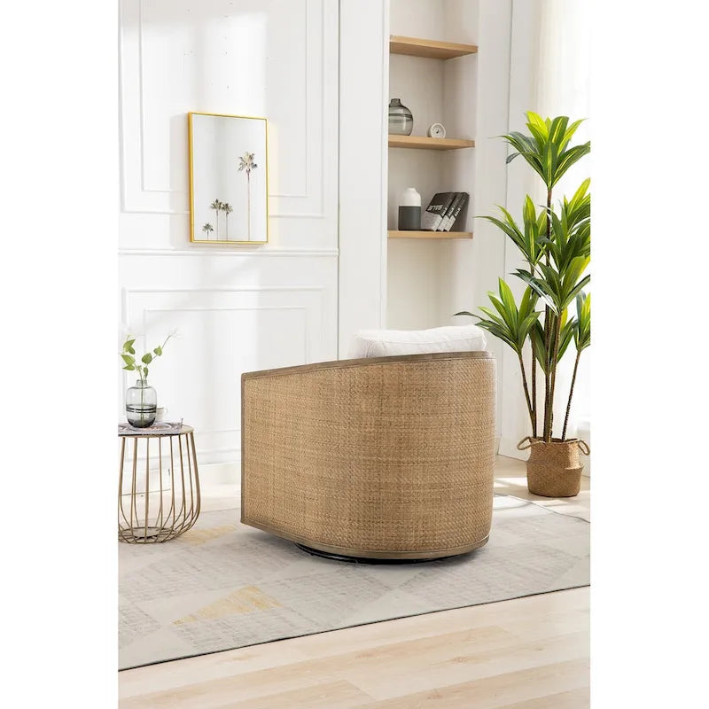 Swivel Barrel Chair, Comfy Round Accent Sofa Chair for Living Room, 360 Degree Swivel Barrel Club Chair, Leisure Arm Chair