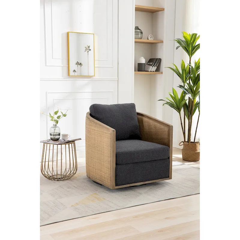 Swivel Barrel Chair, Comfy Round Accent Sofa Chair for Living Room, 360 Degree Swivel Barrel Club Chair, Leisure Arm Chair