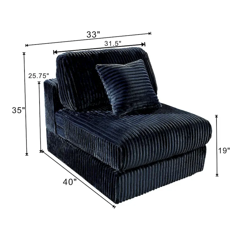 Oversized 6-Piece Corduroy Upholstered L-Shaped Modular Sectional Sofa, DIY Combination