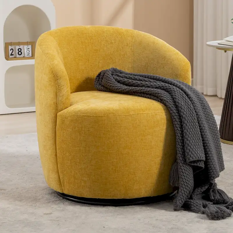 Chenille Swivel Accent Barrel Chair