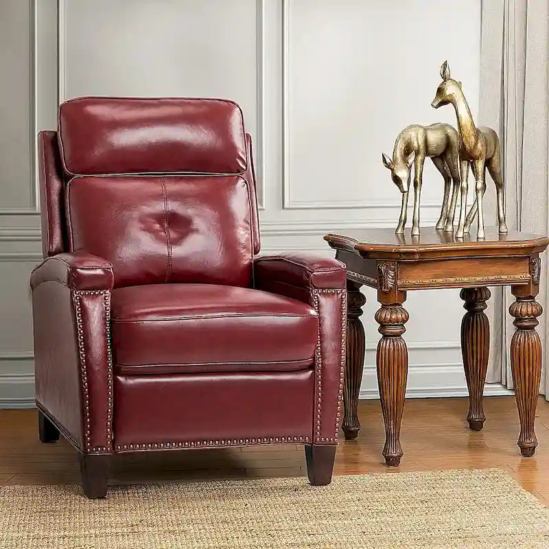 Mid-Century Modern Pushback Recliner with Nailhead Trim