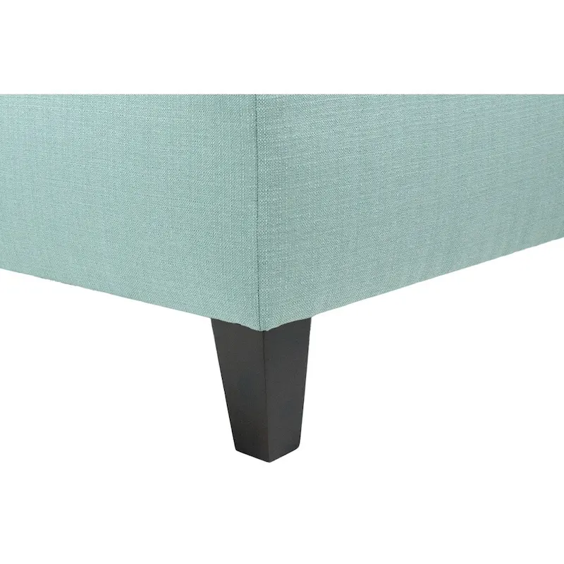 Button Tufted Upholstered Square Ottoman | Blue | Modern Accent Footrest